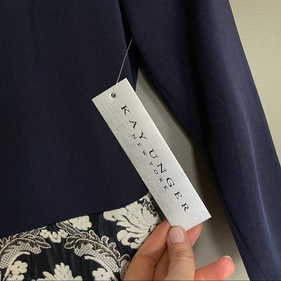 NWT Kay Unger Izabella A-Line Evening Gown Navy 2 - Picture 11 of 15